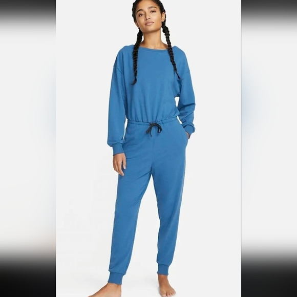 NEW NikeDri Fit Plus Size Jumpsuit +‎ Front Tie 1X Blue